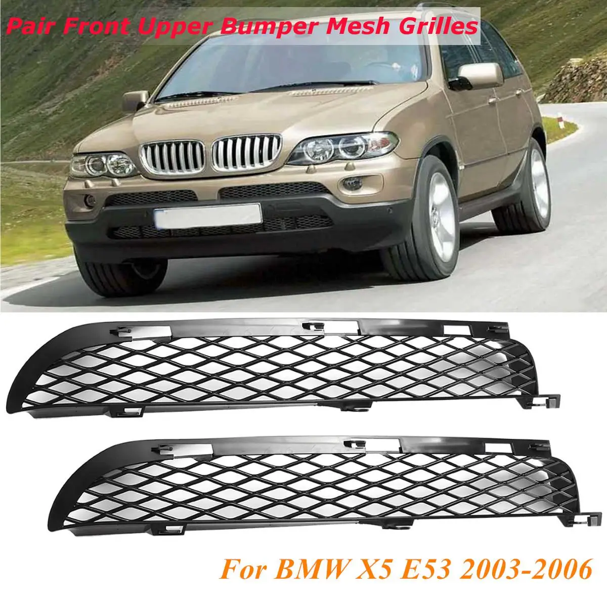 Пара переднего верхнего бампера сетчатые решетки для BMW X5 E53 2003-2006 подтяжка лица