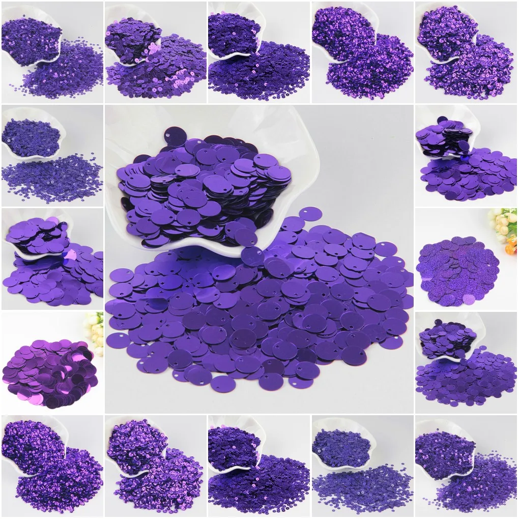 

Mix Size Paillette Purple Sequin 3mm-25mm Round Loose Sequins Glitter Paillettes Sewing Wedding Decoration Craft DIY Accessories