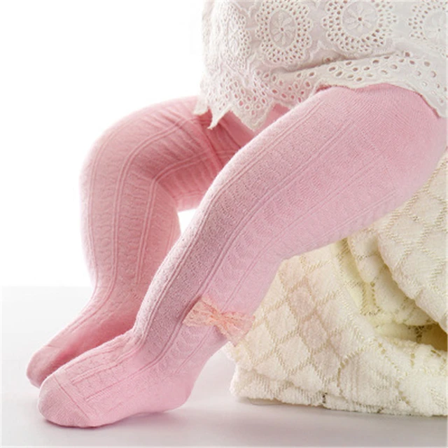 2018 Soft Cotton Baby Girl Tights Newborn Lace Infant Tights Solid Leg