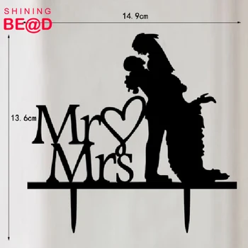 

30pcs/lot+ excellent quality wedding cake topper "Mr&Mrs" black acrylic cake topper