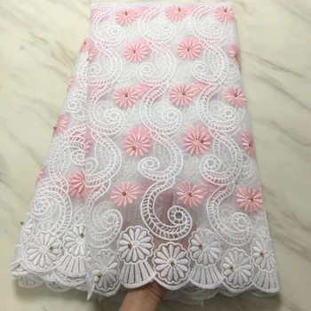 

African Tulle Lace Fabric High Quality 3D Lace Appliqued Beaded Laces Beautiful French Net Lace Fabric For Party Dress