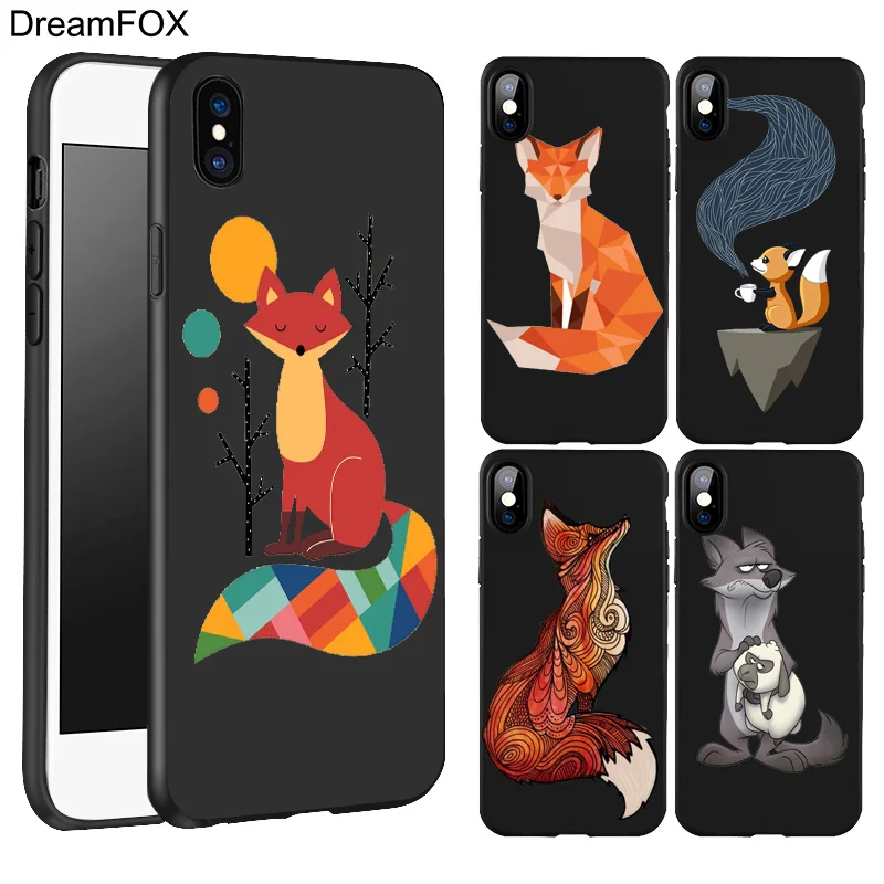 DREAMFOX L049 лиса черный Мягкий ТПУ силиконовый чехол для Apple iPhone 11 Pro XR XS Max X 8 7 6 6S Plus 5 5S