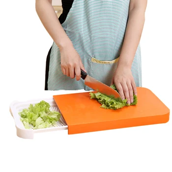 

Kitchen Cutting Board 2 in 1 Kitchen Foldable Chopping Board Creative Non-slip Folding Cutting Board Food Storage Box Basket