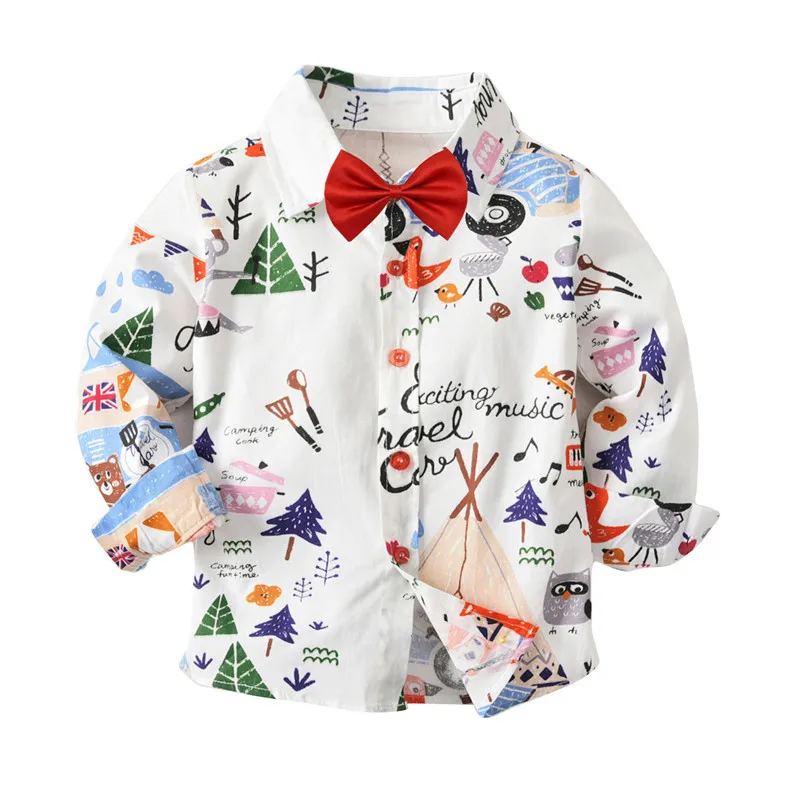 

Toddler Boys Shirts Blusa Long Sleeve Boys White Shirts Collared Blouse And Bows Baby Boy Formal Shirt Children Top Blous