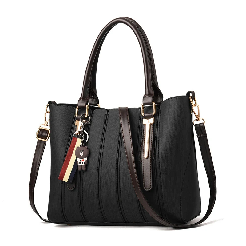 Women Handbag Stitching Style Bolsos Mujer Luxury Handbags Women Bag Designer Bear Pendant Crossbody Bag Sac A Main Totes SS7143 (1)