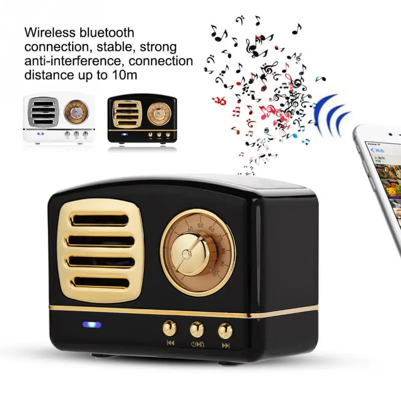 Mini Retro Speaker Bluetooth Wireless Retro Speaker Portable Subwoofer Music Player HiFi Sound 