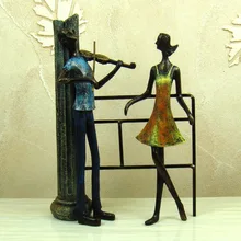 Ретро Кованое железо художественное предложение фигурка влюбленных абстрактная Смола винтажная пара декоративная статуэтка сувенир подарок и ремесло орнамент