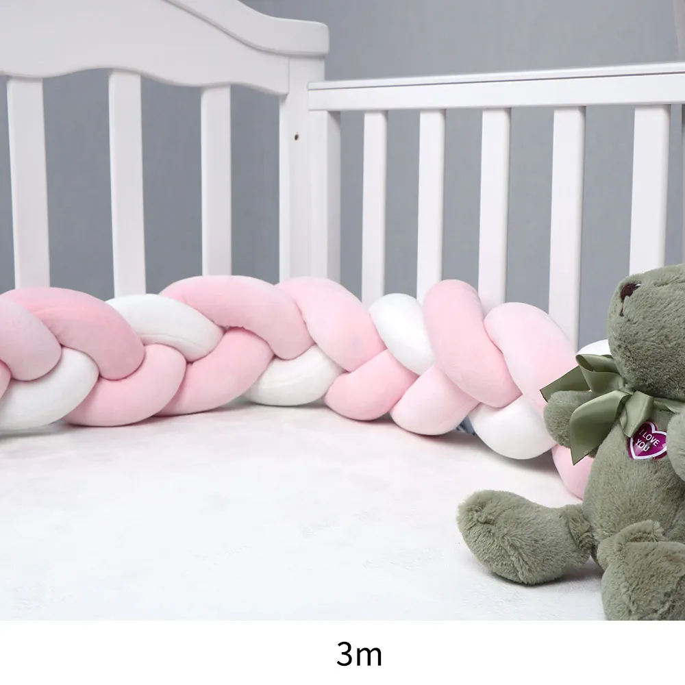 1 м/2 м/3 м длина новорожденного ребенка кровать бампер чистый плетение плюшевый узел кроватки бампер детская кровать защита для кроватки Декор детской комнаты - Цвет: 18