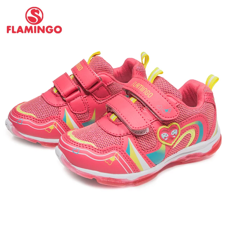 

FLAMINGO New Brand Fashion size 23-29 Comfortable Spring &Autumn Breathable Hook &Loop kids sneakers for girl 81K-BK-0584