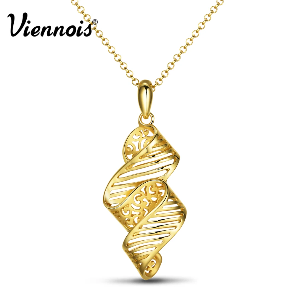 Viennois New Gold Color Twisted Pendant Necklaces For Women Geometric
