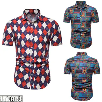 

Stylish Hot Sale Men's Print Short Sleeves Turn-down Collar Slim Shirts Gentlemen Summer Daily Casual Comfortable Clothing M-5XL
