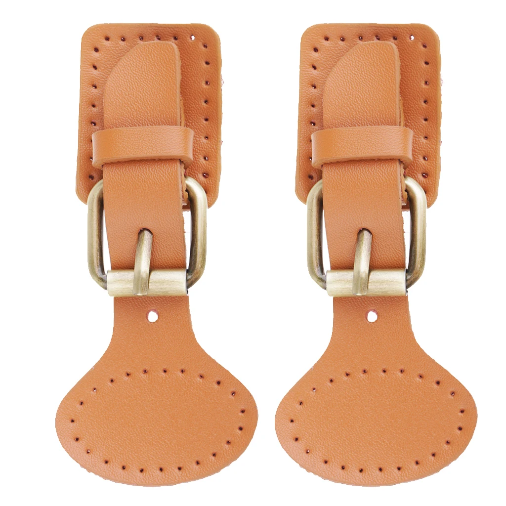 2 Sets Sew on Leather Snap Buckle Replacement Bag Fastener Making DIY Brown