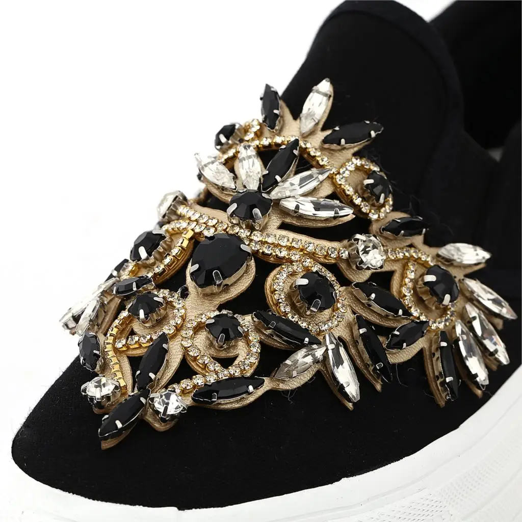 Обувь со стразами для женщин; Свадебная обувь на плоской платформе с украшением в виде кристаллов; коллекция года; сезон зима-лето-осень; Брендовая обувь на толстой подошве; Роскошная элегантная обувь