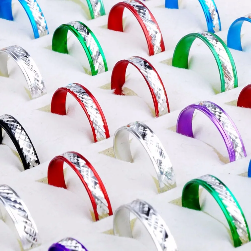 

Mode Lot revendeur 100 bagues ring Mixte Couleur aluminium alu Nouveau