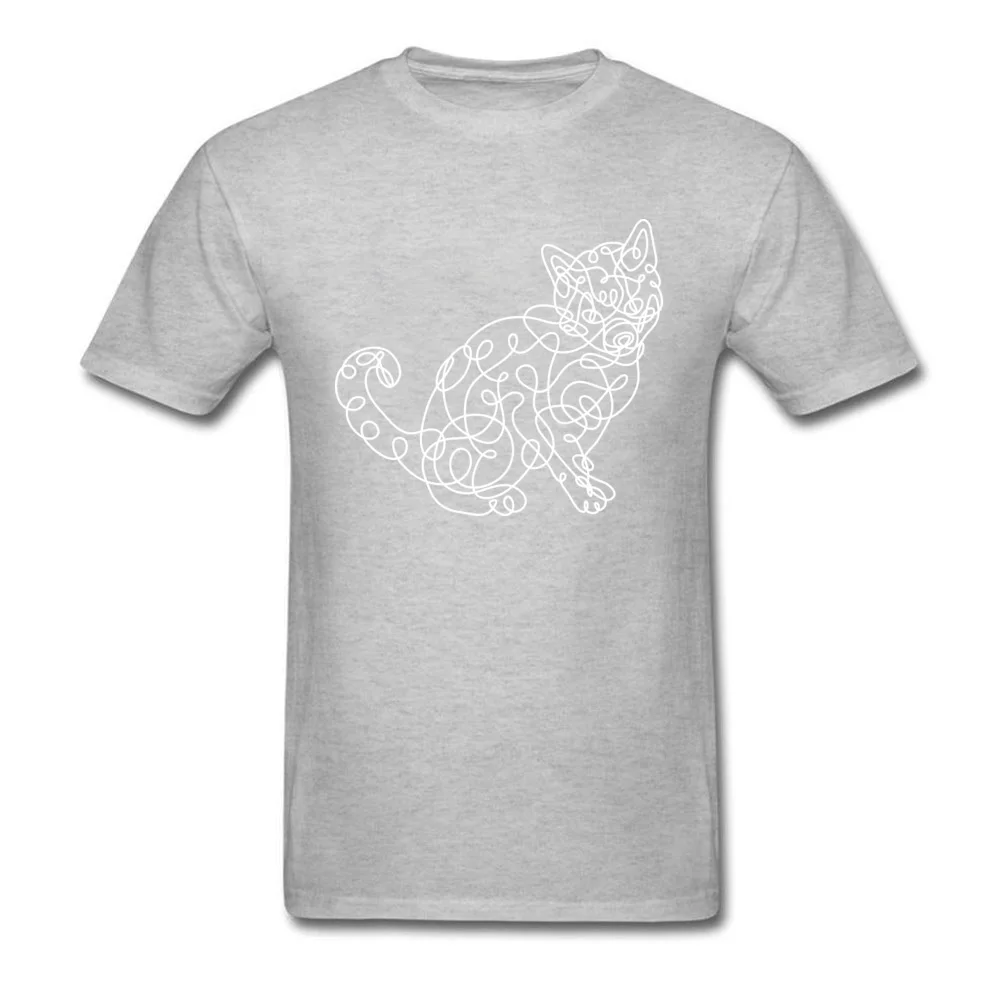  3D Printed Tops Tees High Quality Short Sleeve Man T-shirts TpicOriginaltitle Funny Father Day Tops & Tees Round Neck Cat spontaneous line style grey
