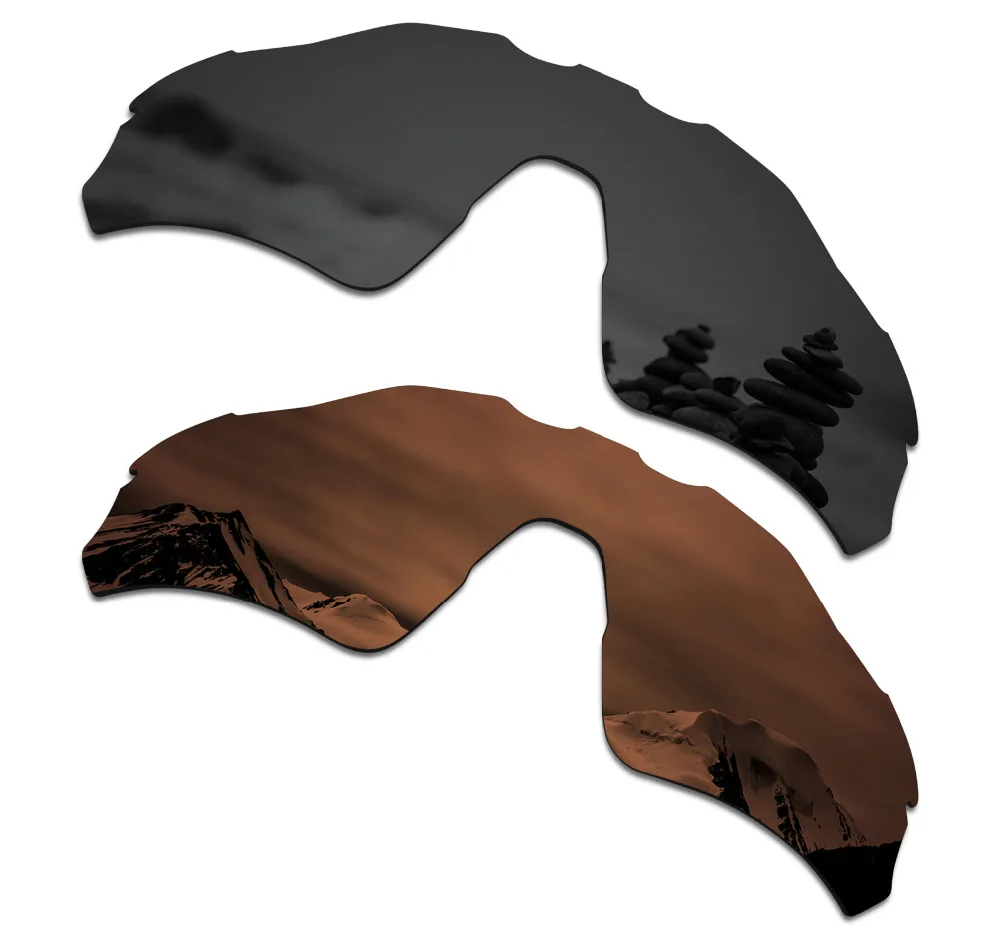 SmartVLT 2 Pieces Polarized Sunglasses Replacement Lenses for Oakley Radar EV Path Stealth Black and Amber Brown