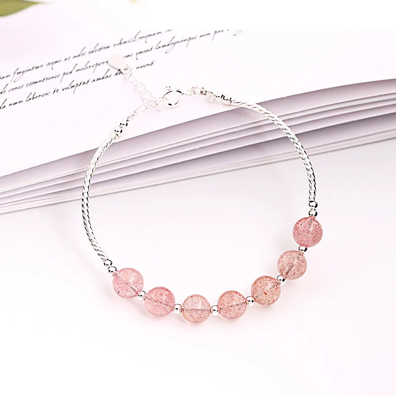 strawberry crystal bracelet 100% 925 Sterling Silver Jewelry fashion hypoallergenic bracelets for girl gift