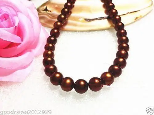 

925silver GOLD CLASP HUGE AAA 11-12MM freshwater CHOCOLATE PEARL NECKLACE 18