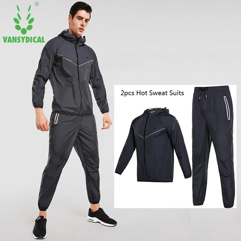 

Vansydical Men's Running Suits Waterproof Training Outdoor Sports Sets 2 pcs Fitness Workout Body Shapers Quick Sweating Suits