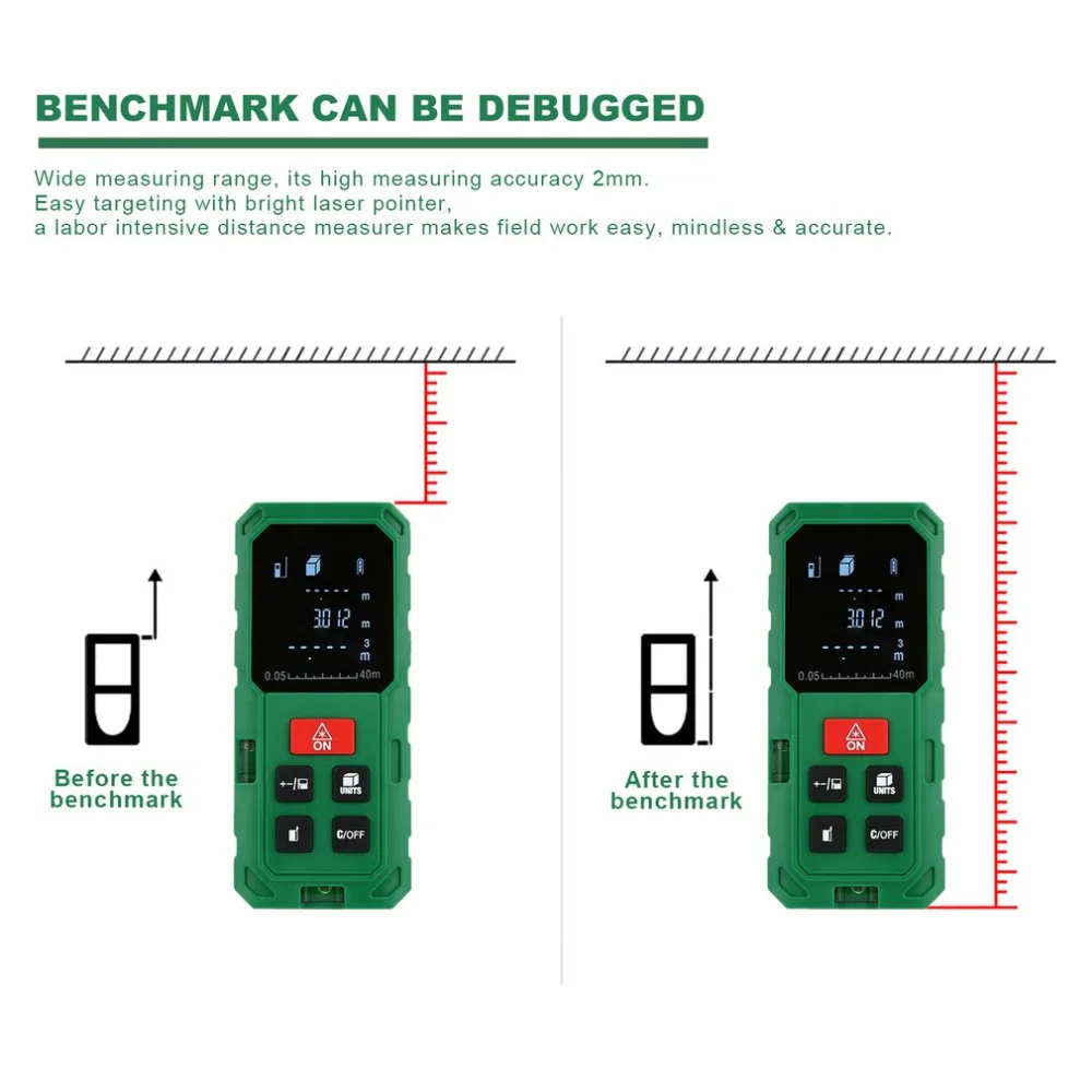 Портативный лазерный дальномер портативный цифровой лазерный дальномер с ЖК-дисплей подсветки профессиональный инструмент измерения