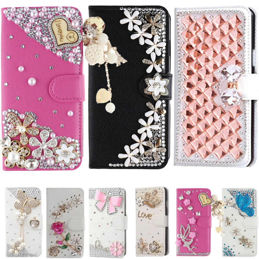 

Leather Phone Cover For Xiaomi Mix 2 , Card Slots Case ,Bling Crystal Diamond Leather Wallet Stand Flip Case Cover