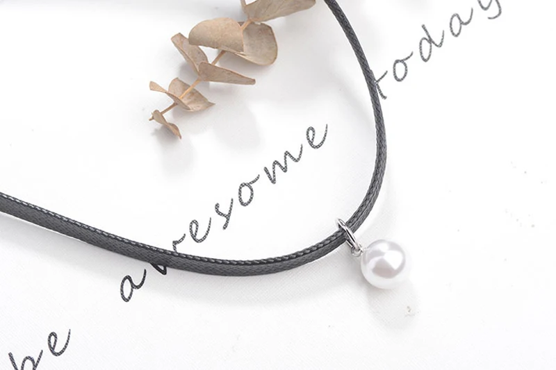 Yanleyu Silver Color Choker Necklace Black Leather Velvet Strip Woman Collar Party Jewelry Simulated Pearl Accessories PN016