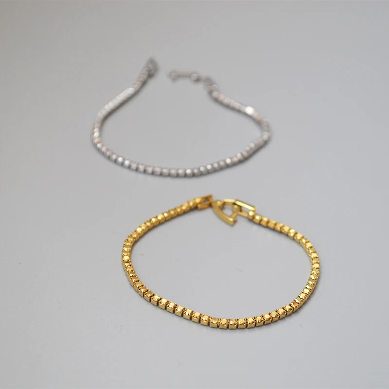 

Japanese and Korean simple exquisite gold silver delicate with buckle stack bracelet vacuum plating color Preservation