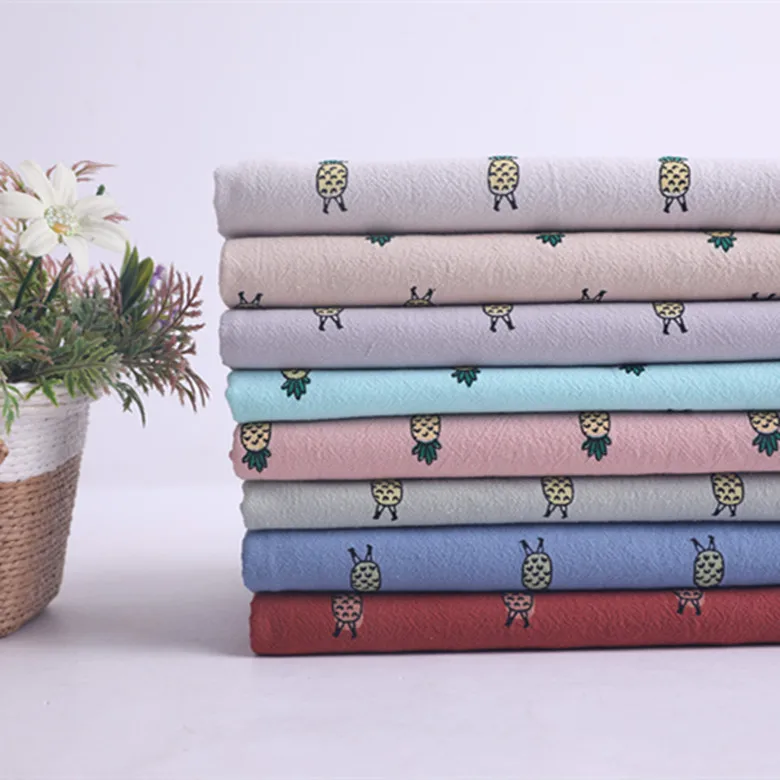 Cotton Fabric Baby Clothes Fabric Pineapple Cartoon Printing Pattern Fabric Wash Cotton Fabric