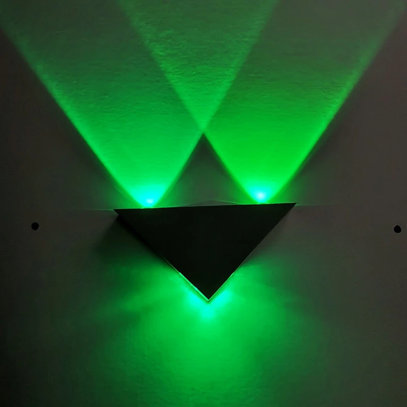 Modern LED triangle wall lamp aluminum wall lamp 3w9w bar hotel bedroom home corridor decoration lamp wall mount 110v220v - Цвет абажура: Green light