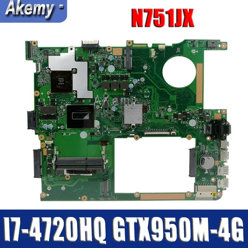  N751JX Laptop motherboard for ASUS N751JX N751JK N751J N751J Test original mainboard LVDS/EDP I7-47