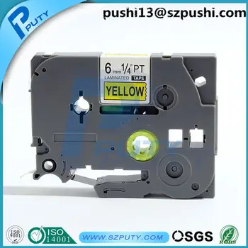 

5pcs Compatible Tz Label Tape Black on Yellow For brother P-touch Labeling Machines 6mm*8m TZE-S611 Tape for P-touch label maker