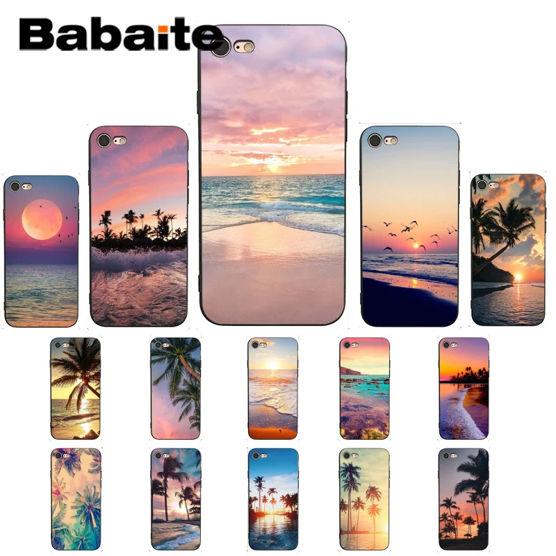 

Babaite Summer popular Beach Ocean Coconut Trees Black Soft Shell Phone Cover for iPhone8 7 6 6S 6Plus X XS MAX 5 5S SE XR Cover