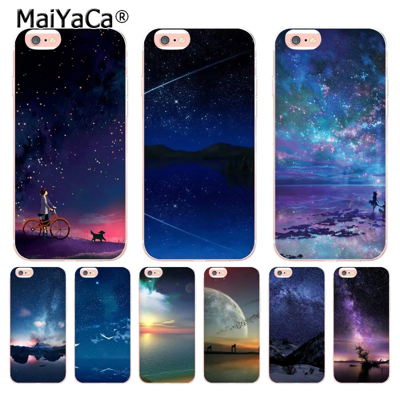

MaiYaCa Amazing Starry Night Space Sky Art Transparent Cover Case for Apple iPhone 8 7 6 6S Plus X 5 5S SE 5C 4 4S Cover