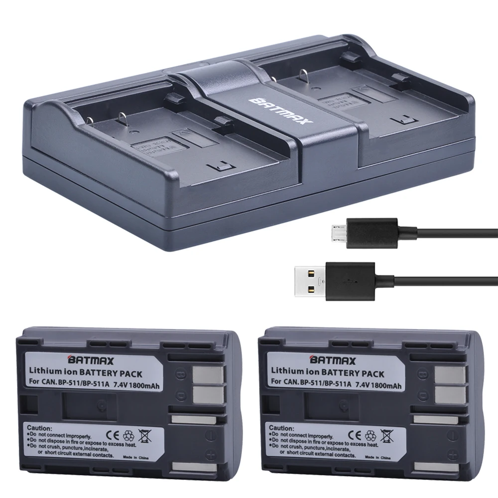 2 шт. BP 511 BP511 511A Батарея + двойной Зарядное устройство для Canon G6 G5 G3 G2 G1 EOS 300D 50D 40D 30D 20D