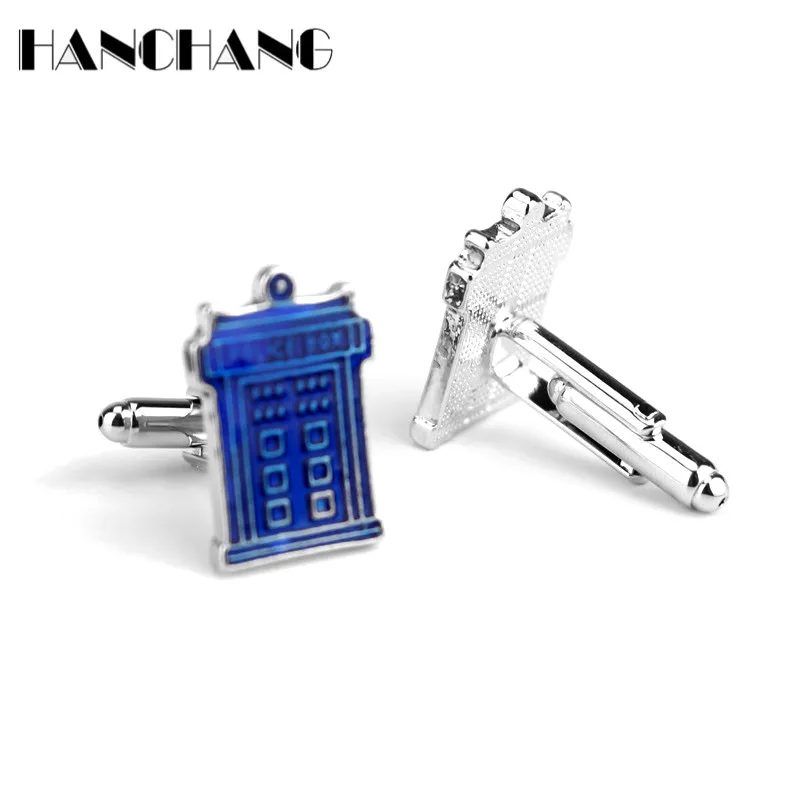 

TARDIS Doctor Who Funny Cufflinks Police Box Hall cufflinks for men shirt suit Cuff pin High Quality Cuff links Buttons