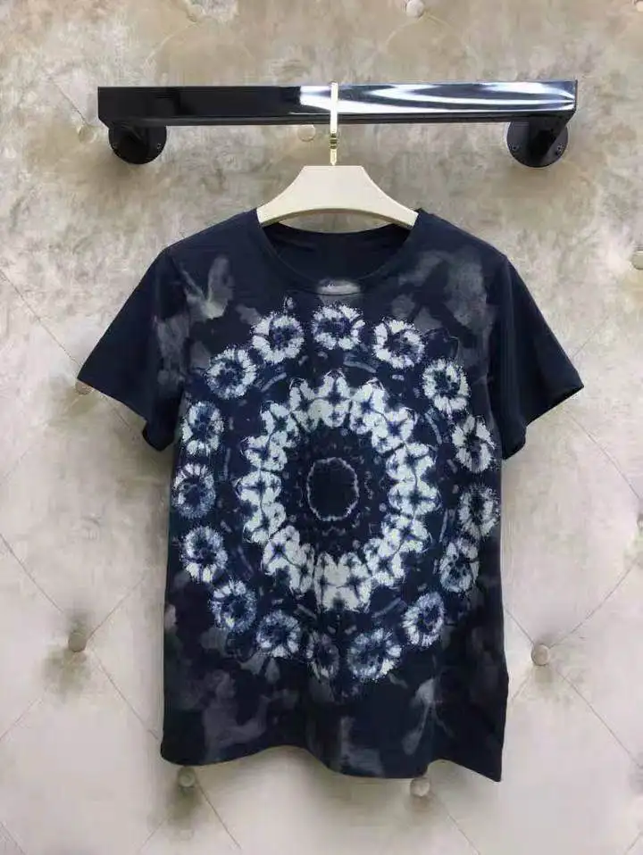 

high quality 2019 new women print tops cotton short sleeve ladies casual women top
