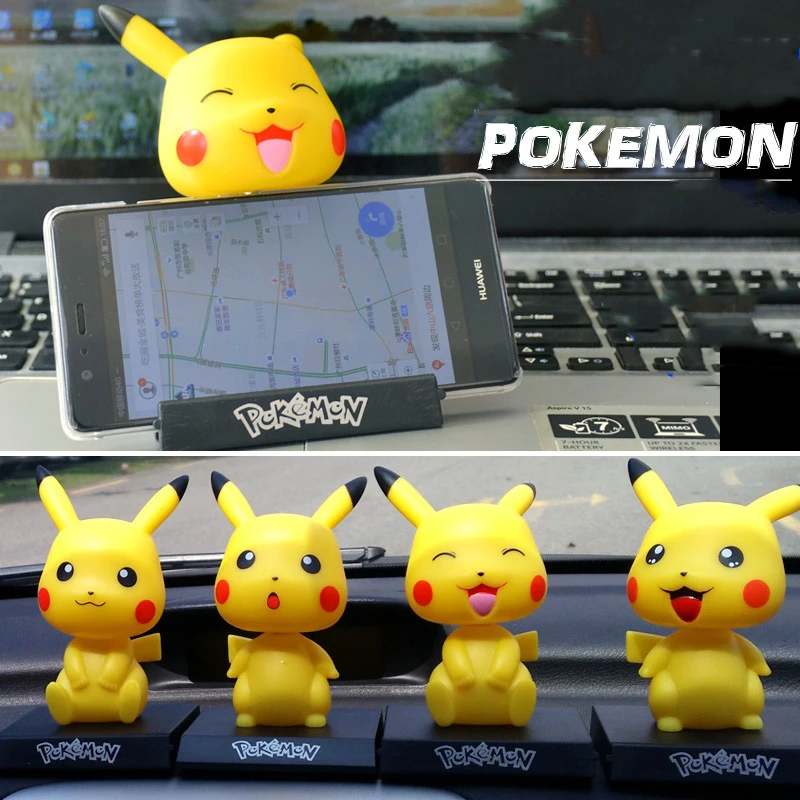 Японский стиль, милые игрушки Lawaii Pikachu с подвижной головой, кукла, украшение автомобиля, аксессуары для украшения дома, Современная фея, миниатюрная Статуэтка