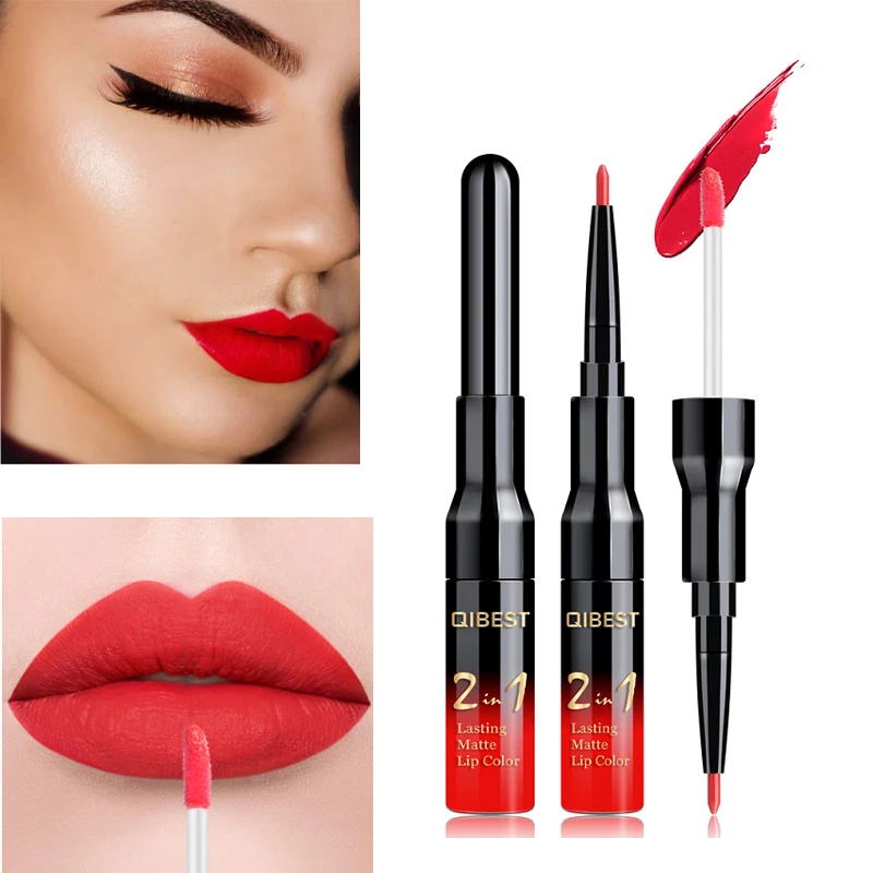 

20 Color New Liquid Lipstick Purple Red Lip Long-lasting Waterproof Mate Lips Liner Pencil Double-end Matte Lip Sticks Cosmetic