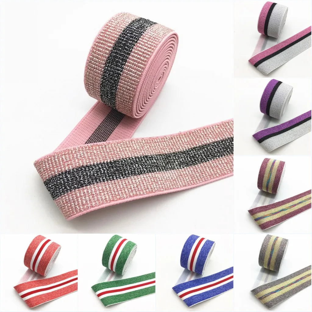 

40MM Nylon Colorful Rubber Elastic Band Striped Shoulder Bottom Straps for Webbing Garment Sewing DIY Clothes Accessories 1Meter