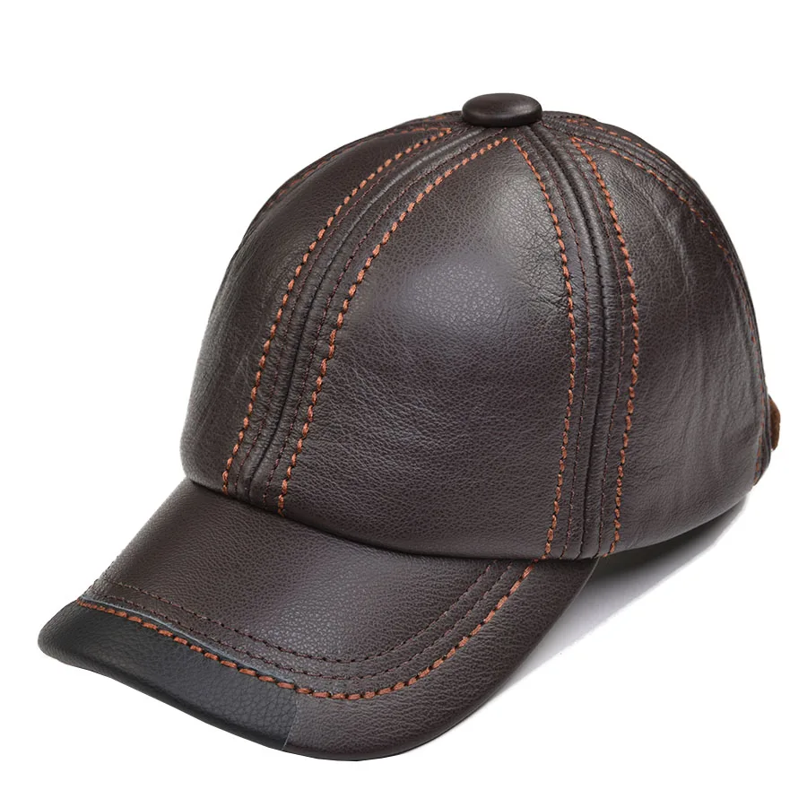 VOBOOM Genuine Leather Baseball Cap Spring Winter Men Women Trucker Hat