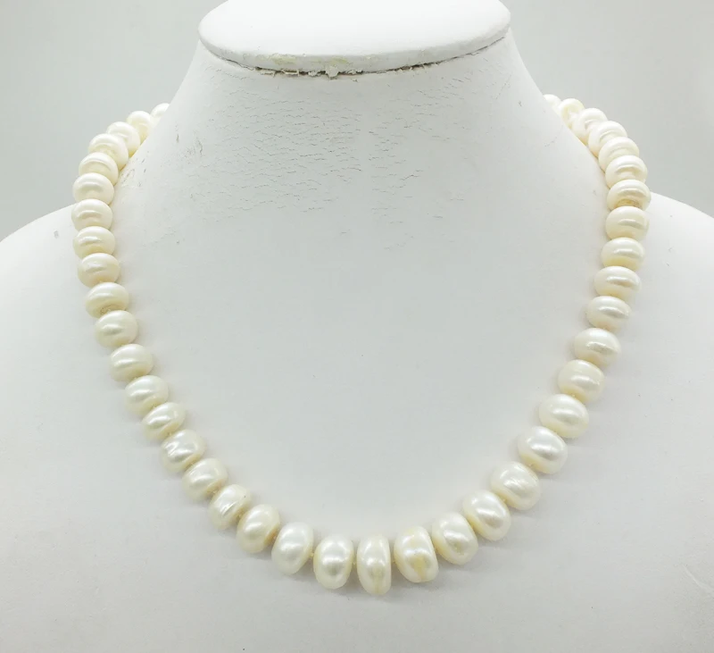 Белый пресноводный жемчуг бива ожерелье с узелками 20"