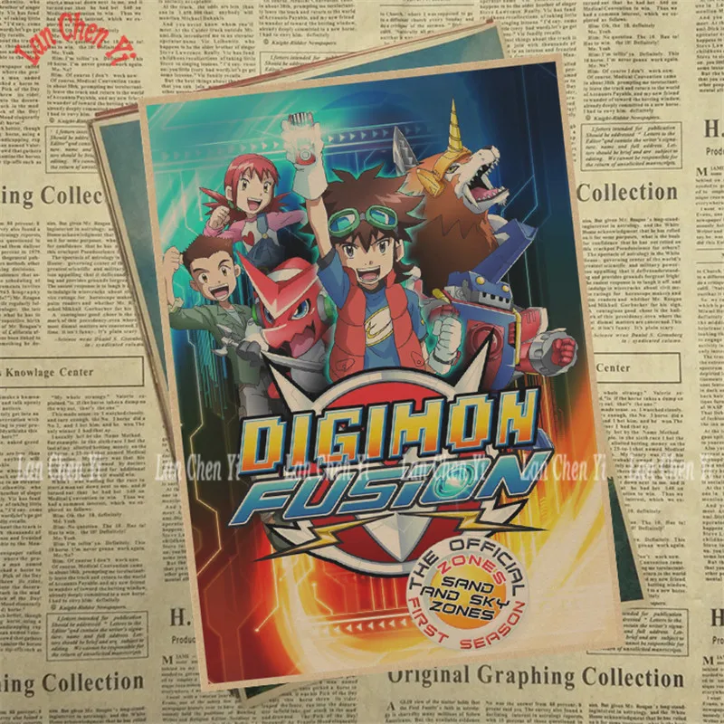 Японские Аниме Digimons винтажные постеры для дома Бар Гостиная Декор крафт бумага