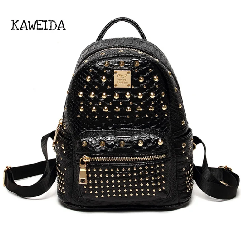 

Mini Leather Retro Backpack Women Punk Rivet Studded Alligator Backpacks for Girls Ladies Travel Bag Cute Satchel School bagpack