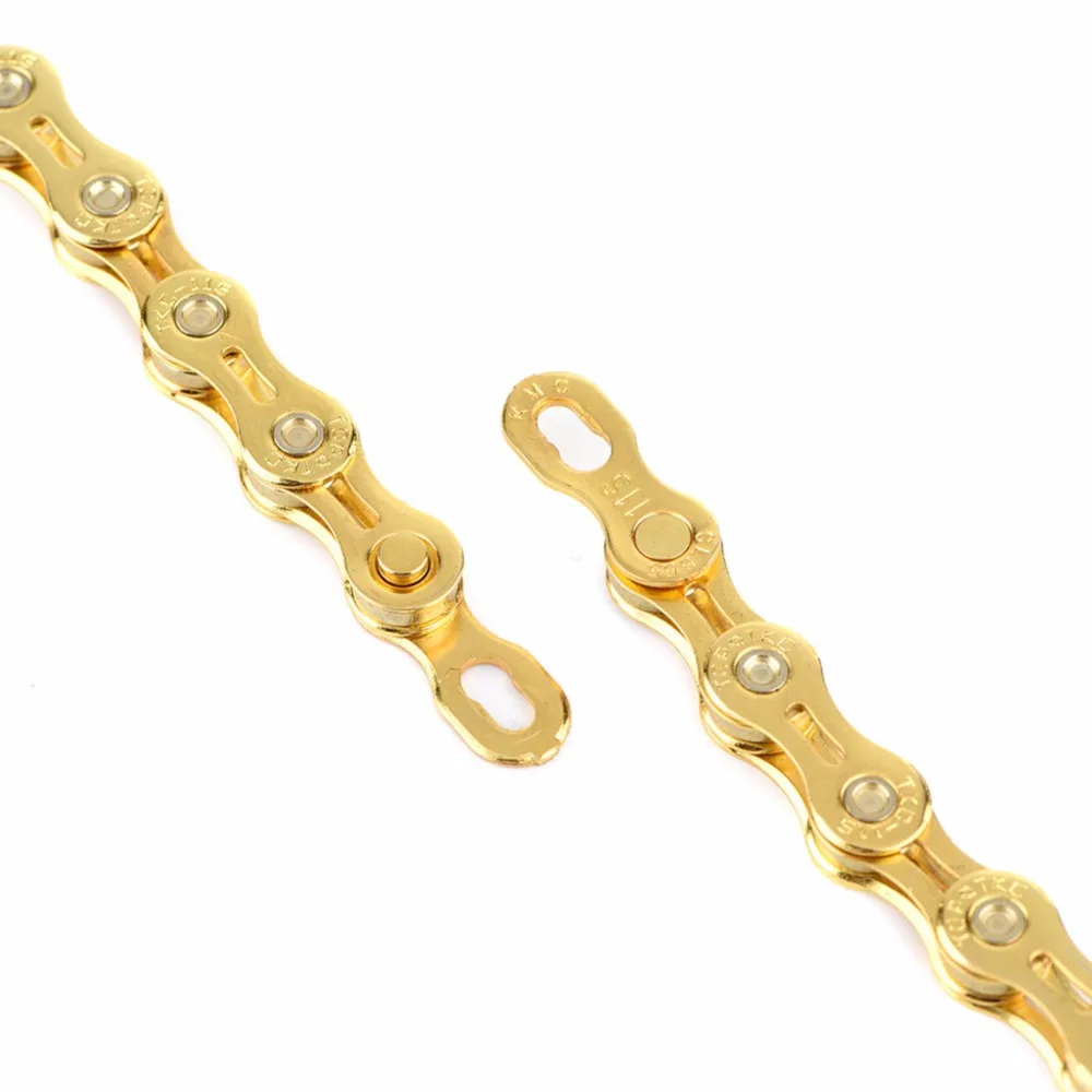 Clearance Ultralight Hollow Golden Chain 116 Links Replacement Parts for Fixed Gear Road Bike Mountain Bicycle 5