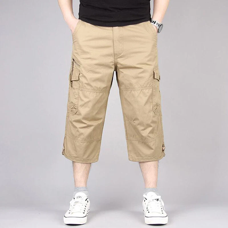 Летние свободные укороченные брюки мужские повседневные уличные короткие брюки pantalon homme мужская верхняя одежда военные мужские Штаны Капри