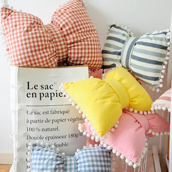 

Lovely bow knot princess pillow Nordic style bedside sofa cushion can be unwashed decorative pillow seat cushion living room