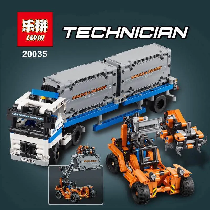 

LEPIN 20035 Technic Series The Container Trucks and Loader Set 631Pcs Building Blocks Bricks boy Educational Toys gift 42062