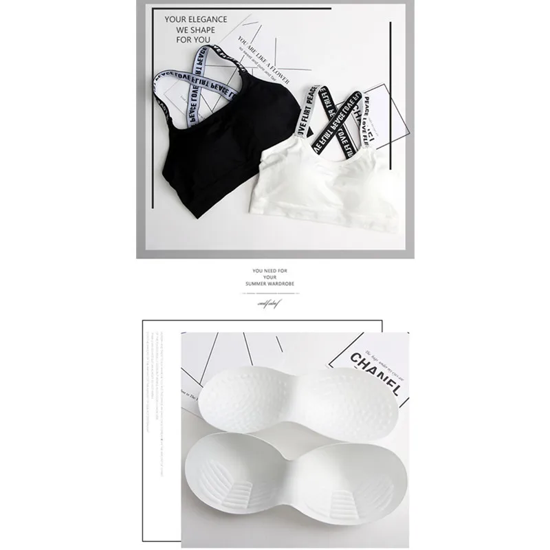 Women Sport Bra  Black White Fitness Top Letters Yoga Bra For Cup A-D Running Yoga Gym Fitness Crop Top Women Push Up Sports Bra7