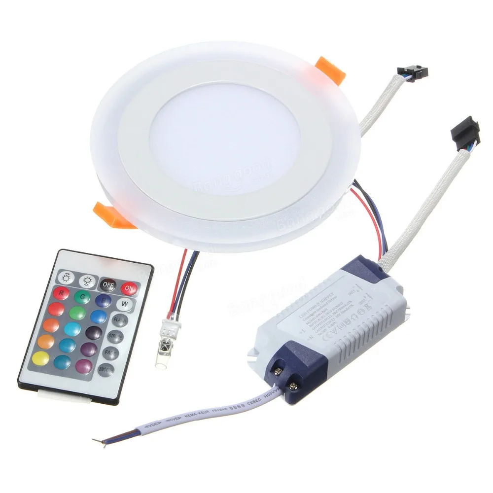

2018 New 6W 9W 18W 24W LED RGB Concealed Ceiling Panel Down Light Lamp Fixtures 100-265V remote just used for white+rgb panel
