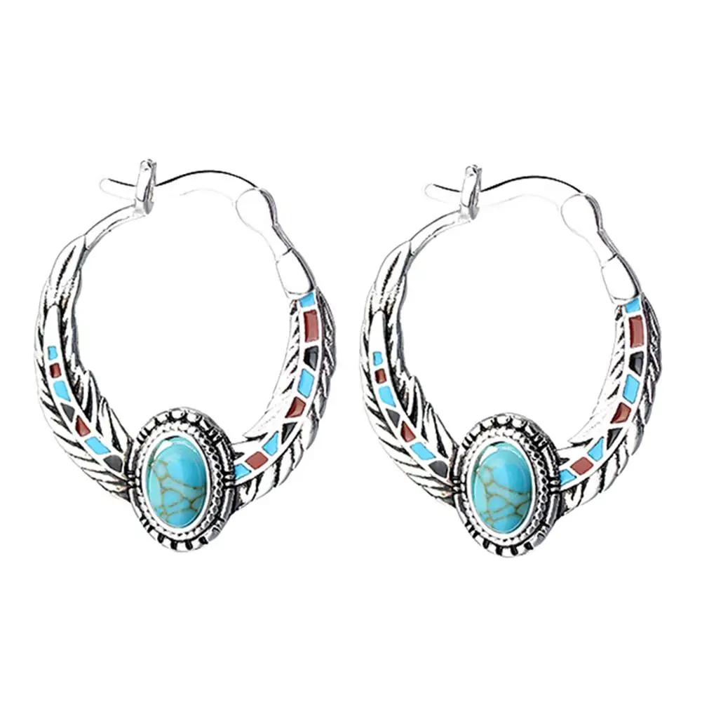 

Bohemian Women Eagle Feather Carved Huggie Earrings Jewelry Decor 2019NEW